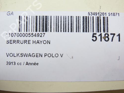 Used Tailgate lock VW POLO V (6R1, 6C1) 1.6 TDI (90 hp) 28832219