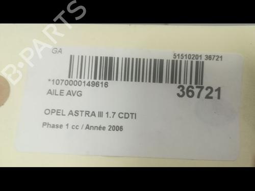 Used Left front fenders OPEL ASTRA H GTC (A04) 1.7 CDTi (L08) (101 hp) 9600612