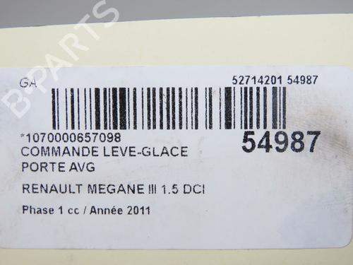 Used Left front window switch RENAULT MEGANE III Hatchback (BZ0/1_, B3_) 1.5 dCi (BZ09, BZ0D, BZ1W, BZ29, BZ14) (110 hp) 31162655
