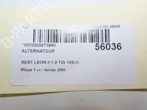 Generator SEAT LEON (1P1) 1.9 TDI (105 hp) 31141098