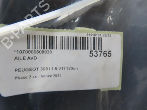Right front fenders PEUGEOT 308 SW I (4E_, 4H_) 1.6 16V | BP28801861C42 