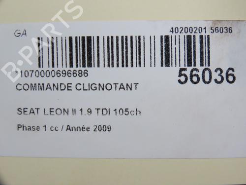 Used Steering column stalk SEAT LEON (1P1) 1.9 TDI (105 hp) 31155104