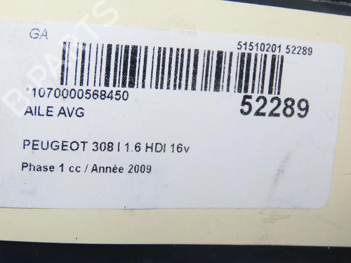 Left front fenders PEUGEOT 308 I (4A_, 4C_) 1.6 HDi | BP24358951C41 