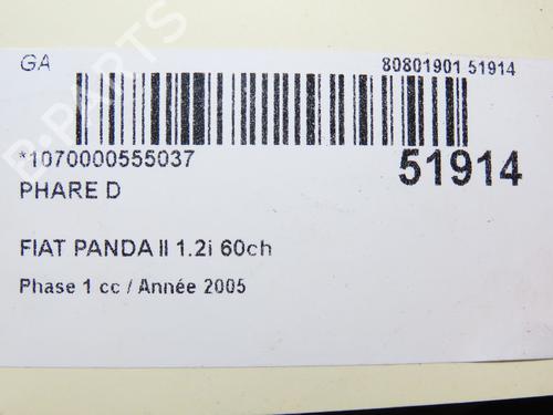 Right headlight FIAT PANDA (169_) 1.2 (169.AXB11, 169.AXB1A) | BP28832451C29 