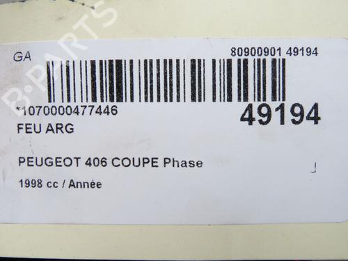 Left taillight PEUGEOT 406 Coupe (8C) 3.0 V6 24V | BP31179763C34 