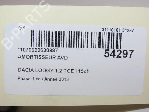 Højre fortil støddæmper DACIA LODGY (JS_) 1.2 TCe (JSAY, JSM0) (115 hp) 28829798