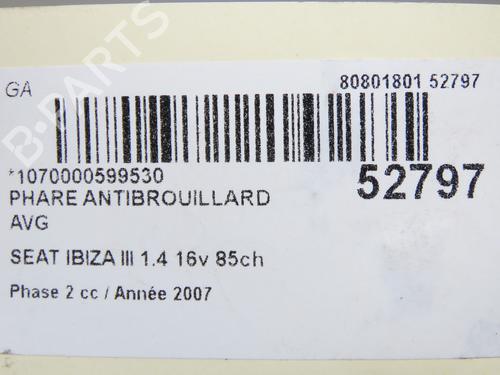 Left front fog light SEAT IBIZA III (6L1) 1.4 16V | BP31121131C30