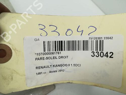 Used Right sun visor Right sun visor RENAULT KANGOO / GRAND KANGOO II (KW0/1_) 1.5 dCi 90 (KW05, KW08, KW0G, KW11) (90 hp) 9595068 9595068