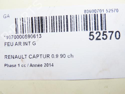 Used Left tailgate light RENAULT CAPTUR I (J5_, H5_) 0.9 TCe 90 (90 hp) 28969507