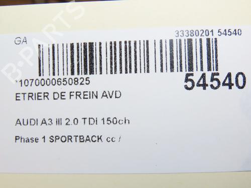 Right front brake caliper AUDI A3 Sportback (8VA, 8VF) 2.0 TDI | BP28830051M104
