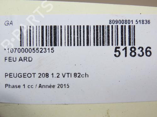 Used Right taillight PEUGEOT 208 I (CA_, CC_) 1.2 VTI 82 (82 hp) 26049188