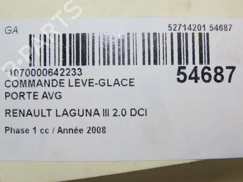 Used Left front window switch RENAULT LAGUNA III (BT0/1) 2.0 dCi (BT07, BT0J, BT14, BT1A, BT1S) (131 hp) 28802063