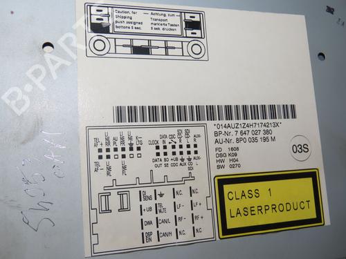 Used Radio AUDI A3 (8P1) 1.9 TDI (105 hp) 30164324