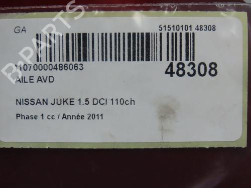 Used Right front fenders NISSAN JUKE (F15) 1.5 dCi (110 hp) 29170475