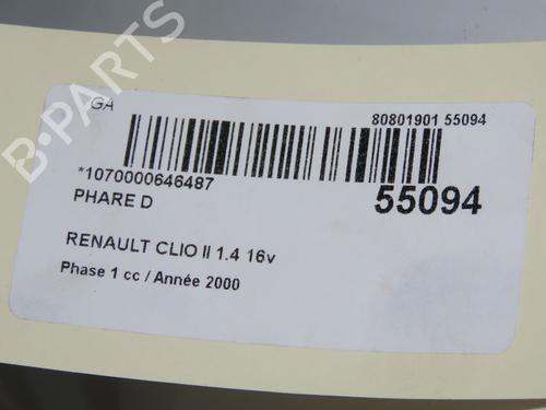 Phare droit RENAULT CLIO II (BB_, CB_) 1.4 16V (B/CB0P, BB13) (98 hp) 31984652