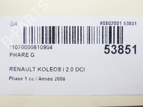 Used Left headlight RENAULT KOLEOS I (HY_) 2.0 dCi 4x4 (HY0K) (150 hp) 28969471