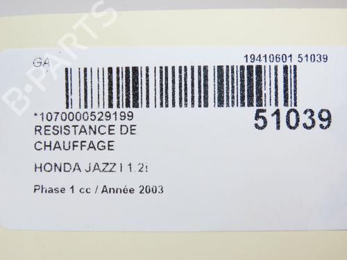 Used Heater resistor HONDA JAZZ II (GD_, GE3, GE2) 1.2 i-DSI (GD5, GE2) (78 hp) 20340053