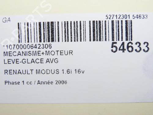 Used Front left window mechanism RENAULT MODUS / GRAND MODUS (F/JP0_) 1.6 (JP03, JP0B, JP0U, JP0Y, JP1G) (112 hp) 29901910