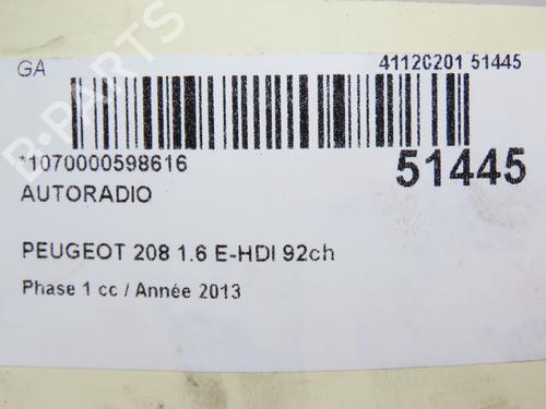 Used Radio Radio PEUGEOT 208 I (CA_, CC_) 1.6 HDi (92 hp) 28830563 28830563