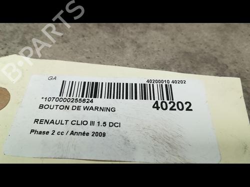Used Warning switch RENAULT CLIO III (BR0/1, CR0/1) 1.5 dCi (C/BR0G, C/BR1G) (68 hp) 9610377