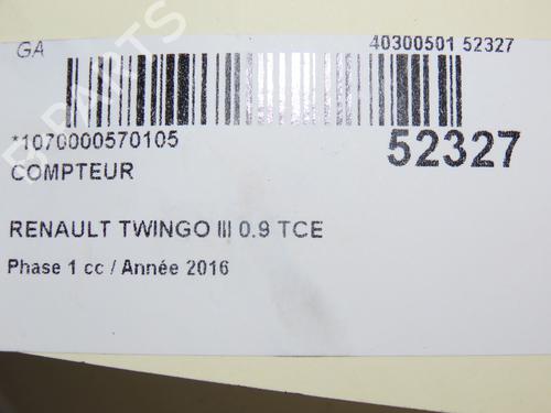 Instrument cluster RENAULT TWINGO III (BCM_, BCA_) 0.9 TCe 90 (BCM9, BCM2) | BP28967981C47 