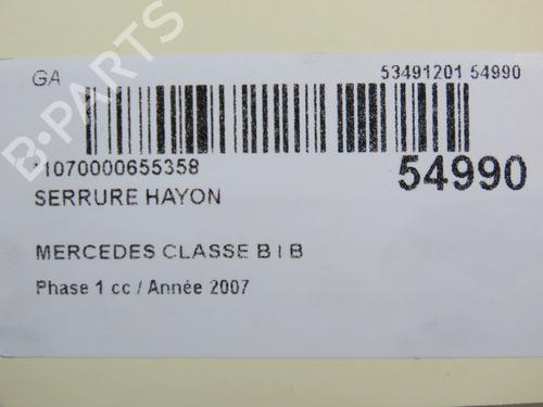 Used Tailgate lock MERCEDES-BENZ B-CLASS Sports Tourer (W245) B 180 CDI (245.207) (109 hp) 30824933