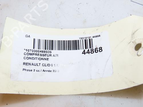 Used AC compressor RENAULT CLIO II (BB_, CB_) 1.6 16V (BB01, BB0H, BB0T, BB14, BB1D, BB1R, BB2KL, BB3G... (107 hp) 16586387