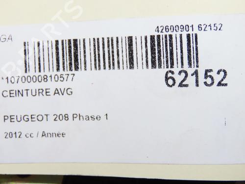 Used Front left seatbelt Front left seatbelt PEUGEOT 208 I (CA_, CC_) 1.6 HDi (92 hp) 40437907 40437907