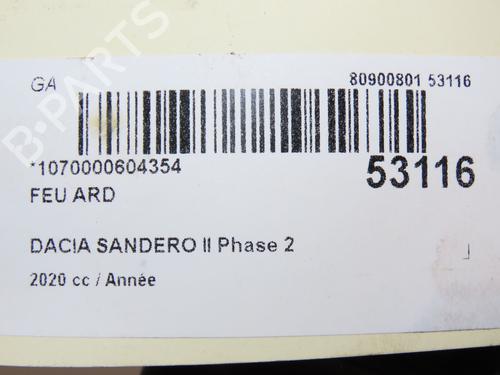 Right taillight DACIA SANDERO II 1.0 LPG (B8ML) | BP28802292C35 