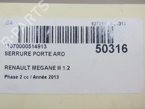 Rear right lock RENAULT MEGANE III Hatchback (BZ0/1_, B3_) 1.2 TCe (BZ2B, BZ11) | BP19162224C99 
