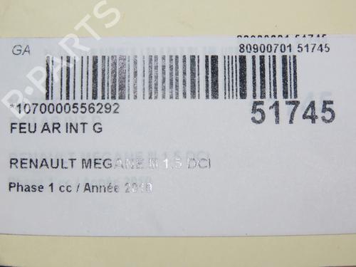 Left tailgate light RENAULT MEGANE III Grandtour (KZ0/1) 1.5 dCi (KZ1M, KZ1W, KZ0R) | BP28832614C79 