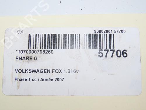 Left headlight VW FOX Hatchback (5Z1, 5Z3, 5Z4) 1.2 | BP32377436C28