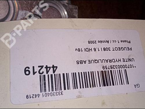 ABS pump PEUGEOT 308 I (4A_, 4C_) 1.6 HDi | BP9668983M43 