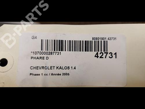 Right headlight CHEVROLET AVEO / KALOS Hatchback (T200) 1.4 | BP9615123C29 