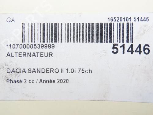 Used Alternator DACIA SANDERO II 1.0 SCe 75 (B8JC, B8JD, B8NC) (73 hp) 20340045