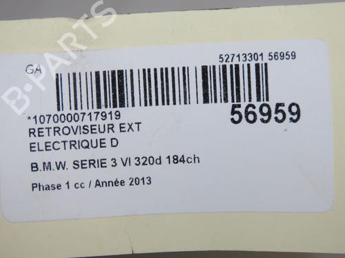 Retrovisor derecho Retrovisor derecho BMW 3 (F30, F80) 320 d xDrive (184 hp) 37275906 37275906