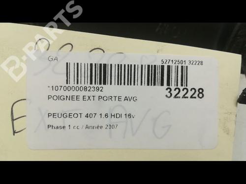Front left exterior door handle PEUGEOT 407 (6D_) 2.0 HDi 135 (6DRHRH, 6DRHRE, 6DRHRG, 6DRHRJ) | BP9596373C128 