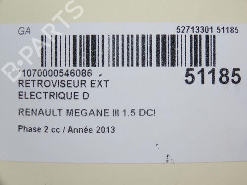 Right mirror RENAULT MEGANE III Hatchback (BZ0/1_, B3_) 1.5 dCi (BZ09, BZ0D, BZ1W, BZ29, BZ14) | BP28968626C27 