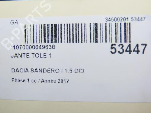 Used Rim DACIA SANDERO 1.5 dCi (75 hp) 30117099