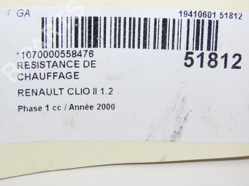 Used Heater resistor RENAULT CLIO II (BB_, CB_) 1.2 (BB0A, BB0F, BB10, BB1K, BB28, BB2D, BB2H, CB0A,... (58 hp) 24344360