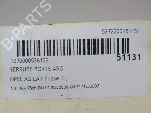 Rear left lock OPEL AGILA A (H00) 1.2 16V (F68) | BP18859356C100 