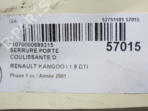 Used Rear right lock RENAULT KANGOO (KC0/1_) 1.9 dTi (KC0U) (80 hp) 31155140