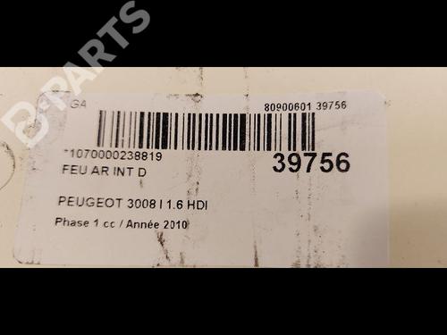 Right tailgate light PEUGEOT 3008 I MPV (0U_) 1.6 HDi | BP9608525C80 