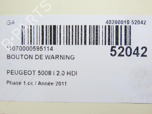 Comutador / Botão 4 piscas PEUGEOT 5008 (0U_, 0E_) 2.0 HDi 150 / BlueHDi 150 (150 hp) 28830200