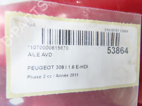 Used Right front fenders PEUGEOT 308 I (4A_, 4C_) 1.6 HDi (112 hp) 28968309