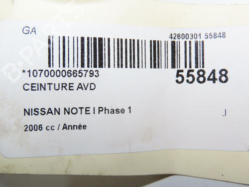 Front right seatbelt NISSAN NOTE (E11, NE11) 1.6 | BP31120558I25 - Image 3