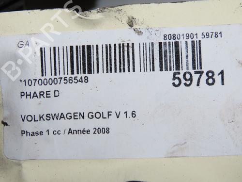 Right headlight VW GOLF V (1K1) 1.6 | BP37650872C29 - Image 5