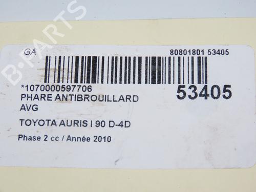 Venstre  Fortil Tågelygte TOYOTA AURIS (_E15_) 1.4 D-4D (NDE150_, NDE150R) (90 hp) 32872997
