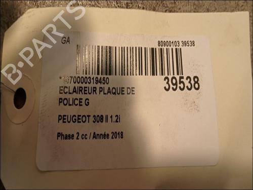 Used Licence plate light PEUGEOT 308 II (LB_, LP_, LW_, LH_, L3_) 1.2 THP 110 (110 hp) 14880729