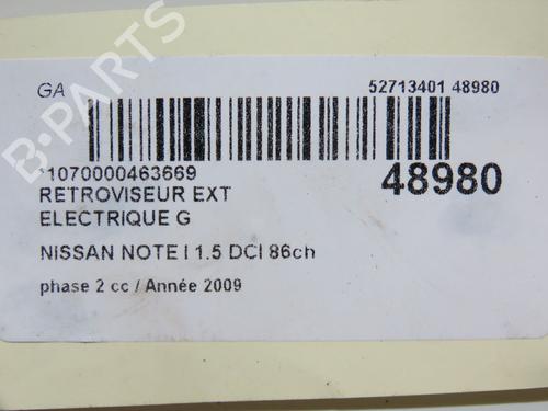 Left mirror NISSAN NOTE (E11, NE11) 1.5 dCi | BP23098738C26 